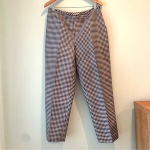Evan-Picone SILK Black White Tapered Classic Checkered Gingham Creased Pants 12